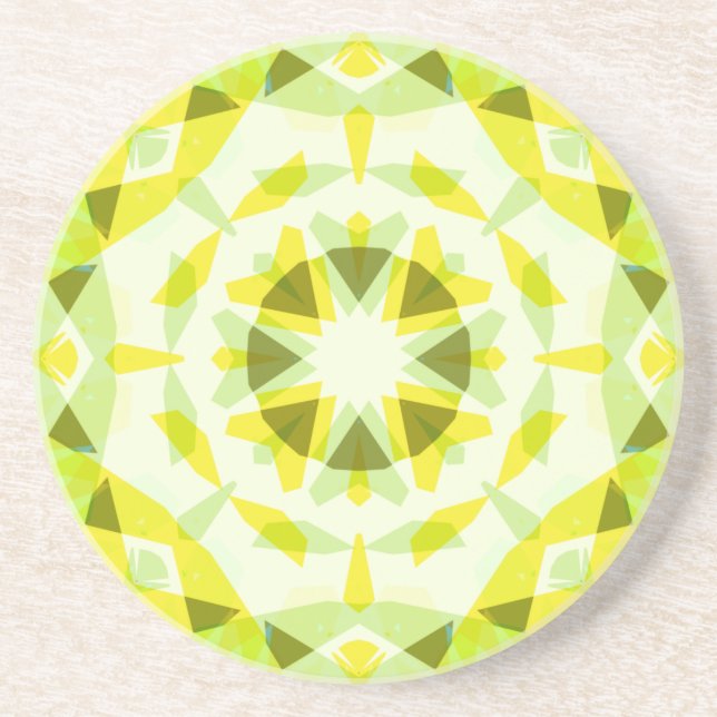 Bright Yellow Green Summer Star Dopamine Decor Coaster (Front)