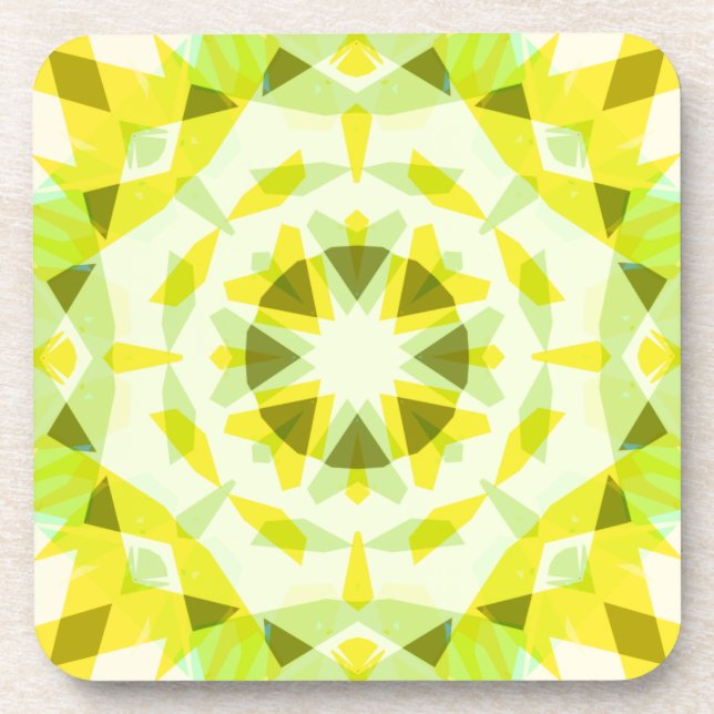 Bright Yellow Green Summer Star Dopamine Decor Coaster (Front)