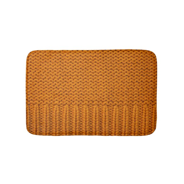 Bright yellow: handmade knitted texture. bath mat (Front)