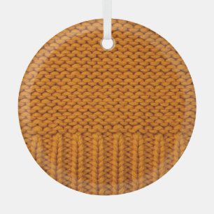 Bright yellow: handmade knitted texture. glass ornament