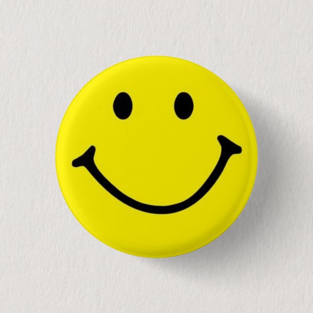 Bright Yellow Happy Smiling Face  1 Inch Round Button (Front)