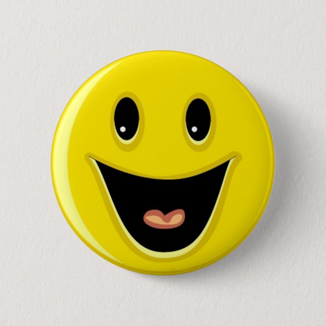 Bright Yellow Happy Smiling Face  2 Inch Round Button (Front)