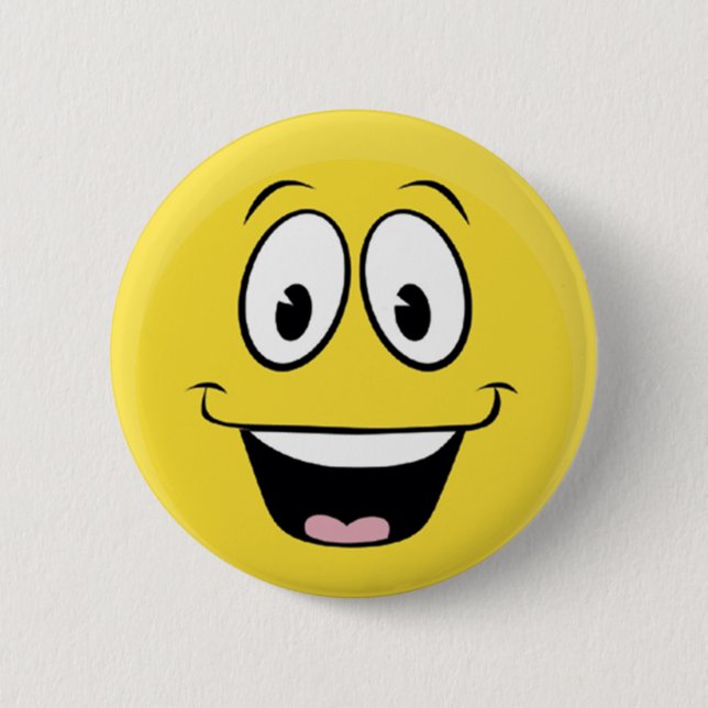 Bright Yellow Happy Smiling Face  2 Inch Round Button (Front)