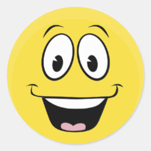 Bright Yellow Happy Smiling Face  Classic Round Sticker
