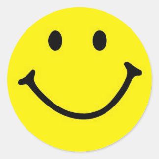 Bright Yellow Happy Smiling Face  Classic Round Sticker