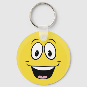 Bright Yellow Happy Smiling Face  Keychain