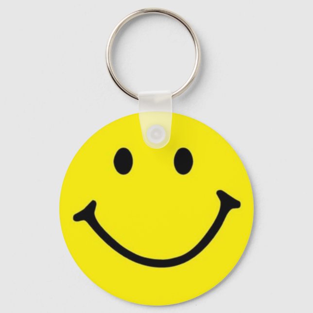 Bright Yellow Happy Smiling Face  Keychain (Front)
