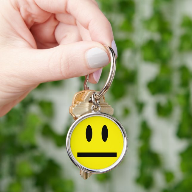 Bright Yellow Happy Smiling Face  Keychain (Hand)