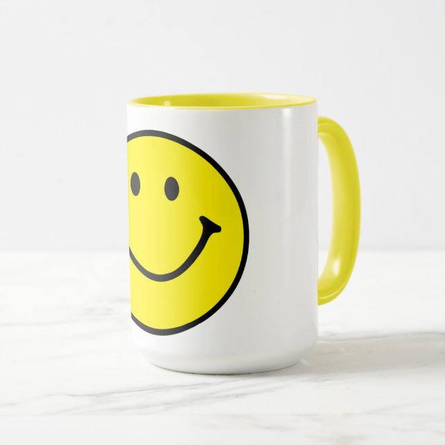Bright Yellow Happy Smiling Face  Mug (Front Right)