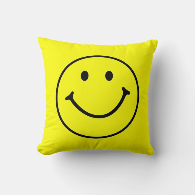 Bright Yellow Happy Smiling Face  Throw Pillow (Front)