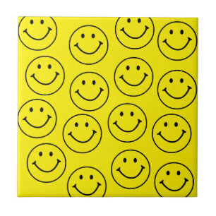 Bright Yellow Happy Smiling Face  Tile