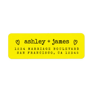 Bright Yellow Heart Couple Return Address