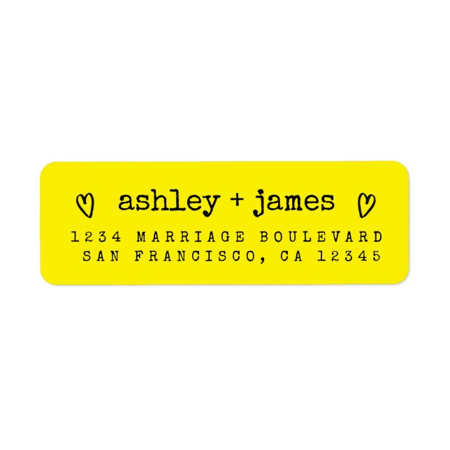 Bright Yellow Heart Couple Return Address (Front)