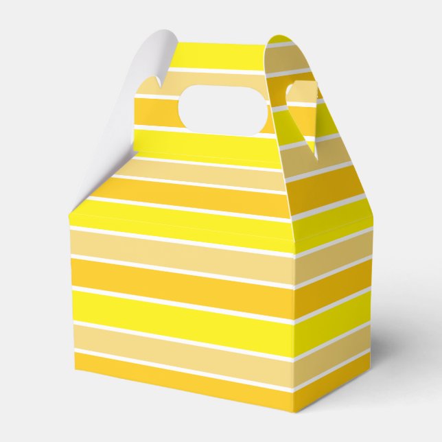 Bright Yellow Horizontal Striped Favor Box (Front Side)