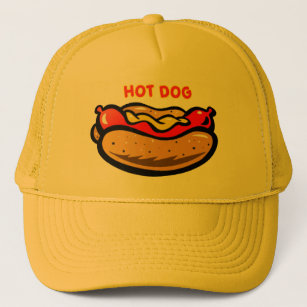 Bright Yellow Hot Dog Stand Custom Print Logo Trucker Hat