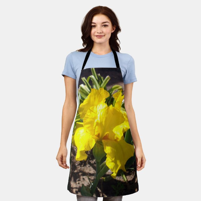 Bright Yellow Iris Flower, Full Print Apron (Worn)