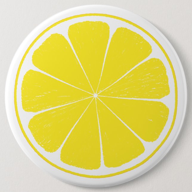 Bright Yellow Lemon Citrus Fruit Slice Design 6 Inch Round Button (Front)