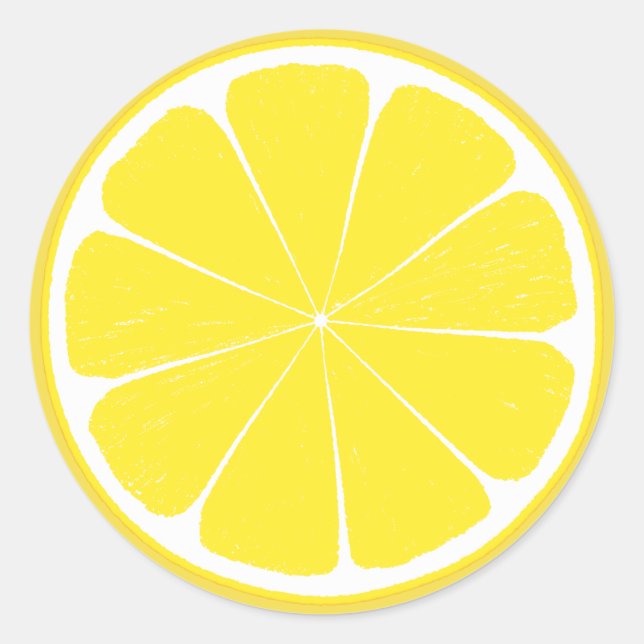 Bright Yellow Lemon Citrus Fruit Slice Design Classic Round Sticker (Front)