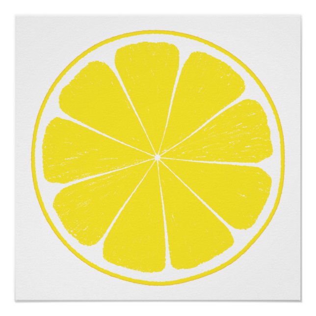 Bright Yellow Lemon Citrus Fruit Slice Design Poster (Front)