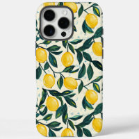 Bright Yellow Lemon Patterned