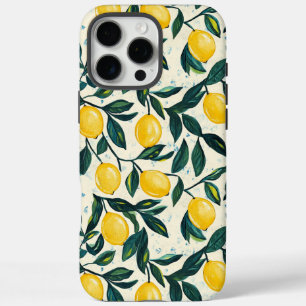 Bright Yellow Lemon Patterned iPhone 16 Pro Max Case