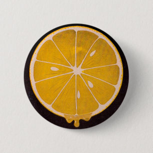 bright yellow lemon slice 2 inch round button