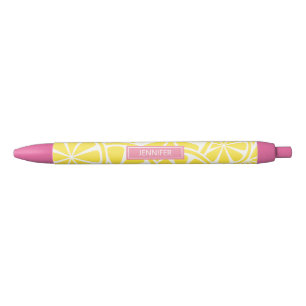 Bright Yellow Lemon Slices Personalized Name Pen