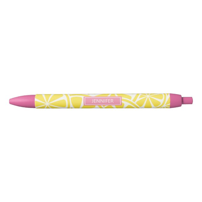 Bright Yellow Lemon Slices Personalized Name Pen (Front)