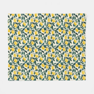 Bright Yellow Lemon Tree Branches Two-Tone Fleece Blanket