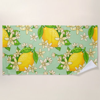 bright yellow lemons beach towel