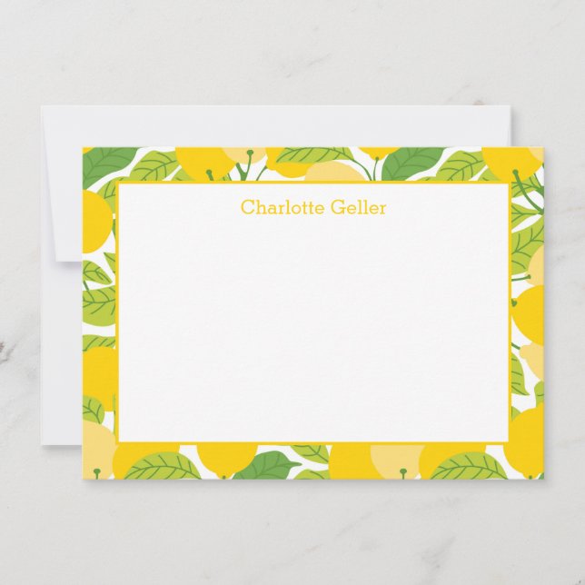 Bright Yellow Lemons Flat Note Card (Front)