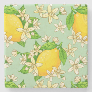 bright yellow lemons stone coaster