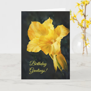 Bright Yellow Lily Flower Art Birthday Card