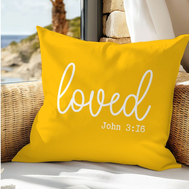 Bright Yellow Love Quote Throw Pillow (Creator Uploaded)