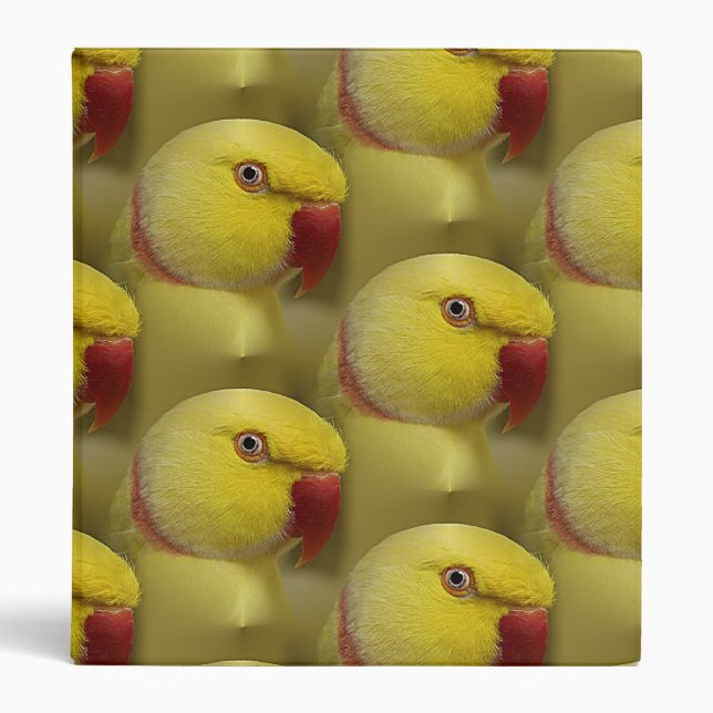 Bright Yellow Lutino Indian Ringneck Parrot Binder (Front)