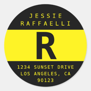 Bright Yellow Modern Look Return Address Classic Round Sticker