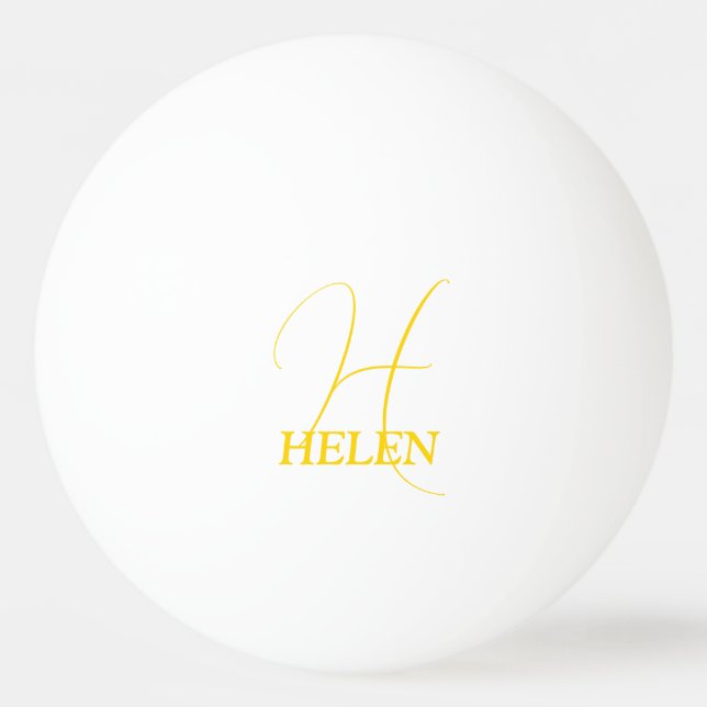 Bright Yellow Monogrammed Ping Pong Ball (Front)