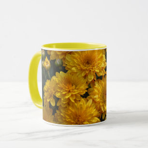Bright Yellow Mum Flowers Floral Mug