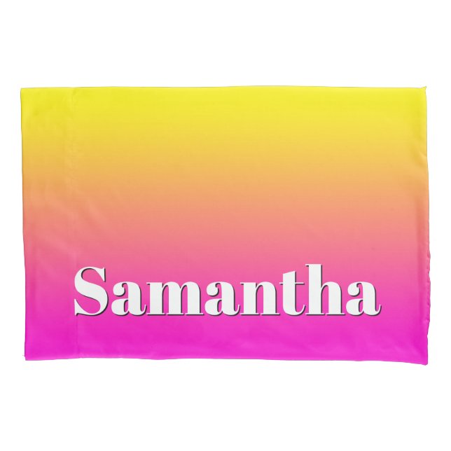 Bright Yellow Neon Pink Gradient Pillowcase (Front)
