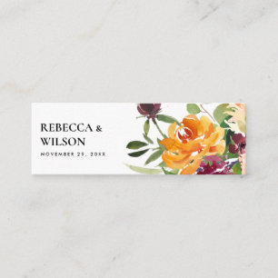 BRIGHT YELLOW ORANGE FLORA BUNCH WEDDING THANK YOU MINI BUSINESS CARD