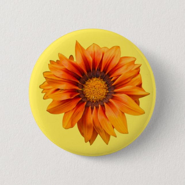 Bright Yellow Orange Gradient Flower Cutout 2 Inch Round Button (Front)