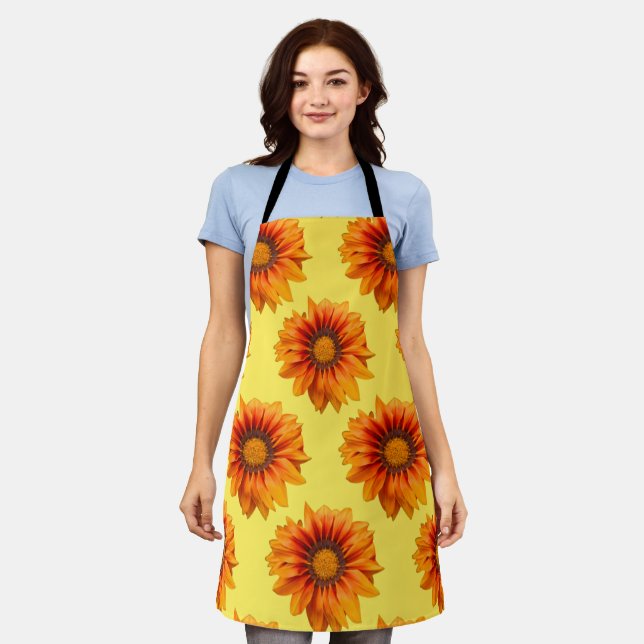 Bright Yellow Orange Gradient Flower Cutout Apron (Worn)