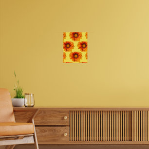 Bright Yellow Orange Gradient Flower Cutout Poster