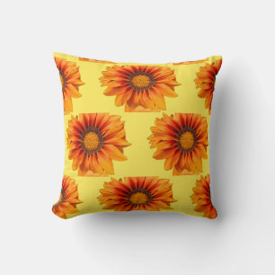 Bright Yellow Orange Gradient Flower Cutout Throw Pillow
