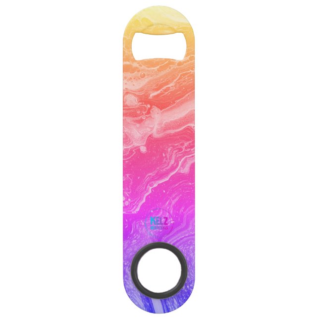 Bright Yellow Orange Pink Purple Bottle Opener Bar Key (Front)