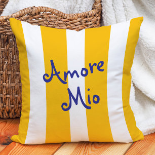 Bright Yellow Orange Stripes   Amore Mio Throw Pillow