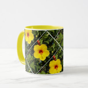 Bright yellow pansies mug