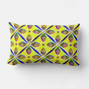  Bright Yellow Pattern Graphic Illustration Lumbar Pillow