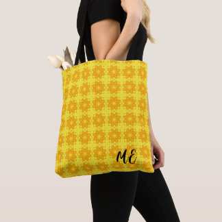 bright yellow patterned customizable tote bag
