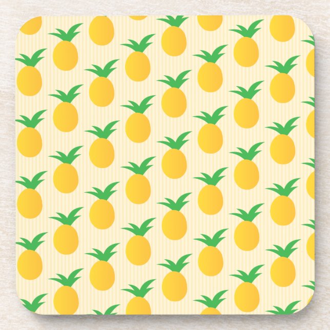 Bright Yellow Pineapple Pattern Coaster (Front)